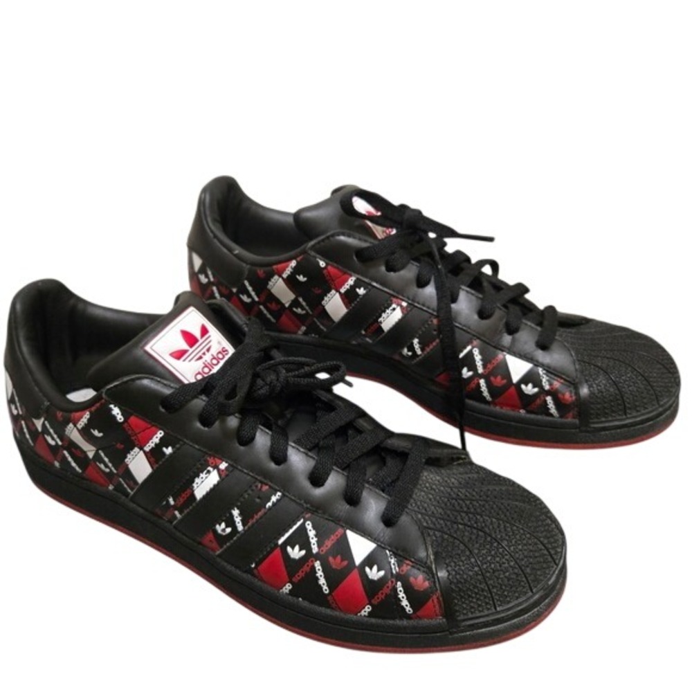 Vintage 2007 Adidas Superstar sneakers Men 13 Argyle Trefoil Print low top Rare
